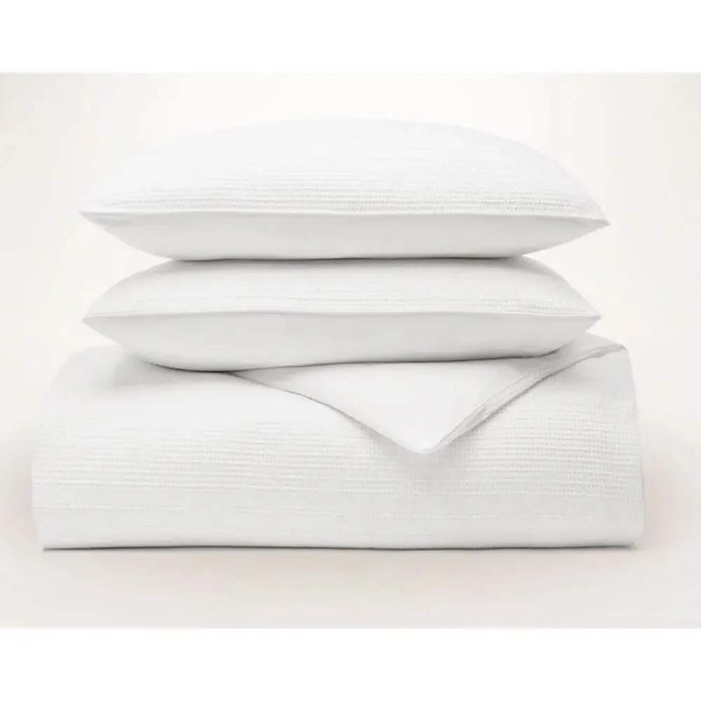 BOLL & BRANCH Waffle Weave Duvet Set W/shams Full/Queen White Organic Cotton NEW